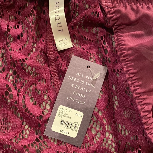 NWT Cacique Seriously Sexy Purple Lace BabyDoll with thong size 14/16 - Picture 4 of 5